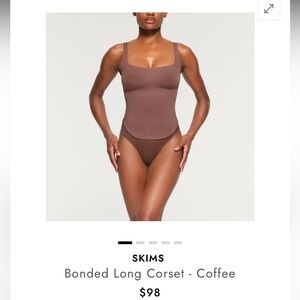 XXS NWOT SKIMS Coffee Bonded Corset
